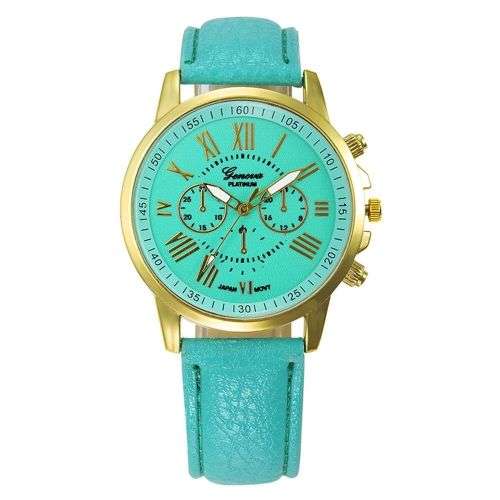 VOGUE WOMANS ROMAN NUMERALS ANALOG QUARTZ WRISTWATCH WITH FAUX LEATHER STRAP