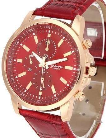 2017 BRAND NEW RELEASE!!  GENEVA LADIES CLASSICALLY BEAUTIFUL RED WATCH