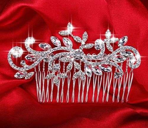 SALE!!  ELEGANT WEDDING BRIDAL HAIR COMB/SLIDE -  CRYSTAL - METAL - BEAUTIFULLY CRAFTED