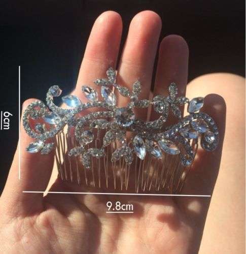 SALE!!  ELEGANT WEDDING BRIDAL HAIR COMB/SLIDE -  CRYSTAL - METAL - BEAUTIFULLY CRAFTED