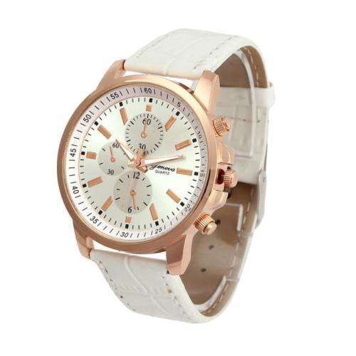 SOPHISTICATED AND CLASSIC - GENEVA WOMENS WHITE QUARTZ ANALOG WATCH