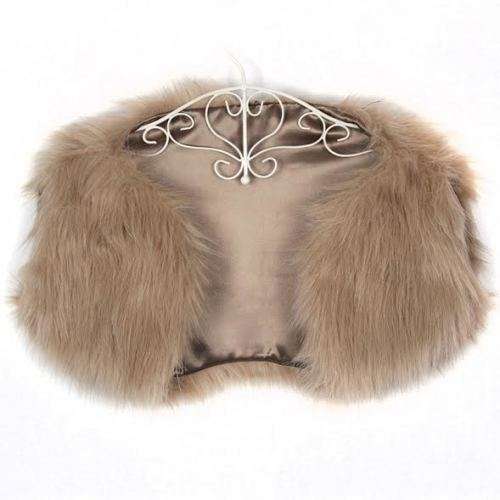 BRIDAL FAUX FUR SHOULDER SHAWL, WRAP, BOLERO  - BROWN