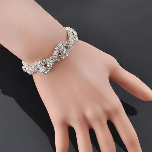 SPARKLING INFINITY BRACELET  SILVER ALLOY WITH RHINESTONES