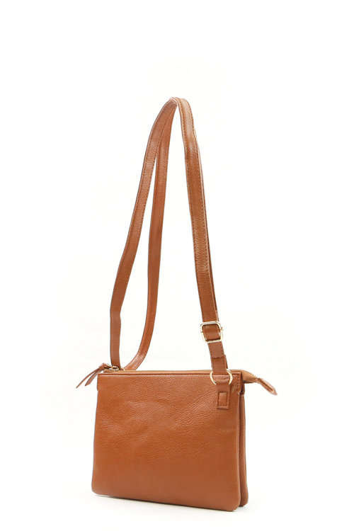 PRETTY AND PETITE LADIES ADJUSTABLE STRAP SLING HANDBAG  - TAN