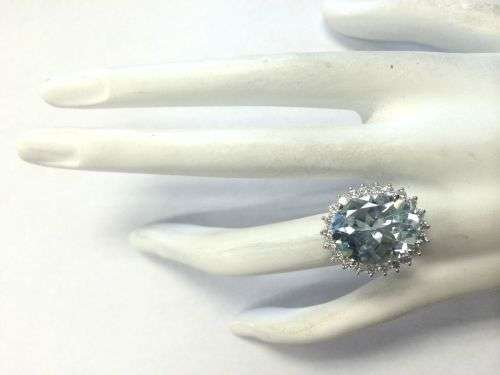 BEAUTIFUL BLUE TOPAZ CZ OVAL CUT RING HALLMARKED 925  - RING SIZE 10  ( R 3/4 )