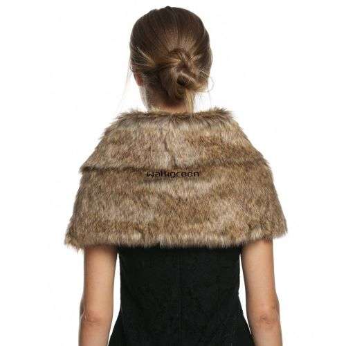 PRE-ORDER DELIVER 6 WEEKS - BRIDAL FAUX FUR SHOULDER SHAWL, WRAP, BOLERO  - VARIOUS COLOURS