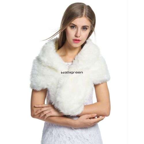 PRE-ORDER DELIVER 6 WEEKS - BRIDAL FAUX FUR SHOULDER SHAWL, WRAP, BOLERO  - VARIOUS COLOURS