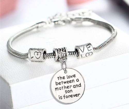 PERFECT GIFT - THE LOVE BETWEEN A MOTHER AND SON  IS FOREVER - ADJUSTABLE BRACELET