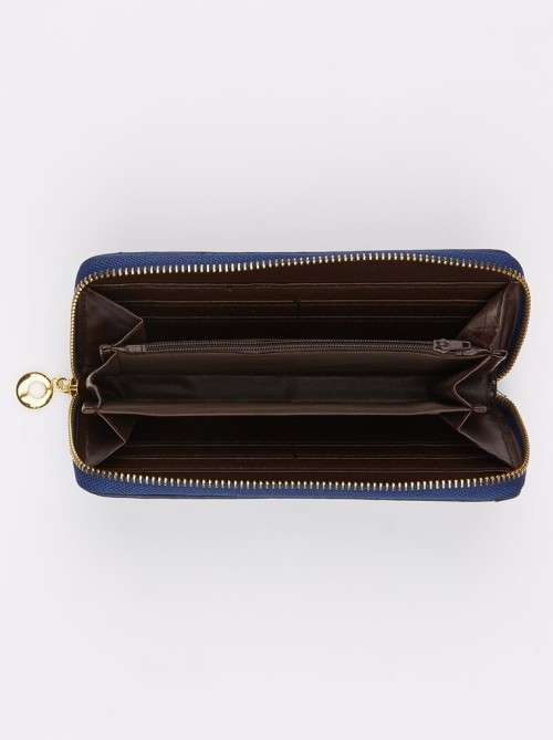 DESIGNER BRAND NAVY BLUE OSTRICH SKIN FAUX WALLET / PURSE - SOFT GENUINE LEATHER APPEARANCE