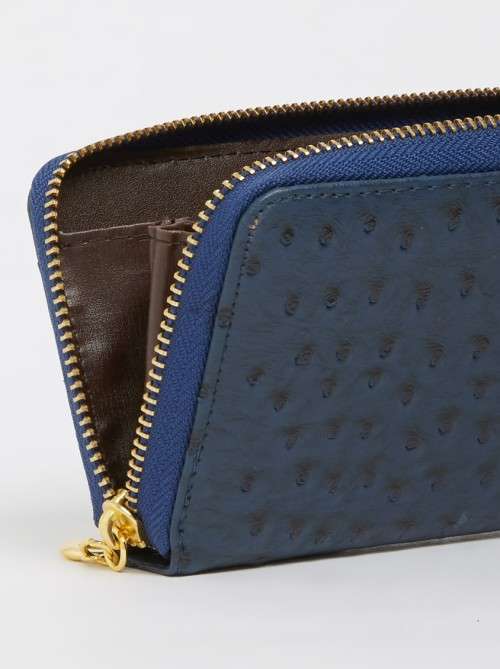DESIGNER BRAND NAVY BLUE OSTRICH SKIN FAUX WALLET / PURSE - SOFT GENUINE LEATHER APPEARANCE