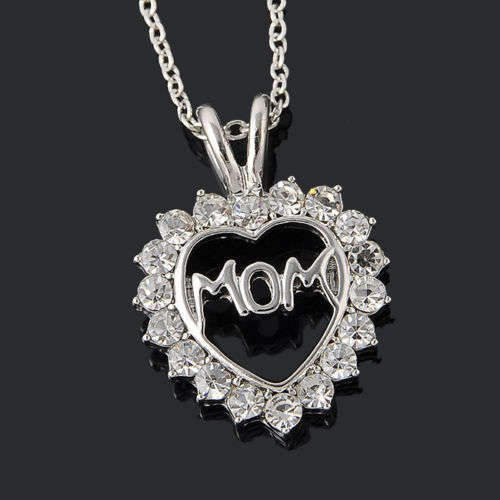 PERFECT GIFT - HEART SHAPED CRYSTAL SILVER FILLED  PENDANT AND CHAIN