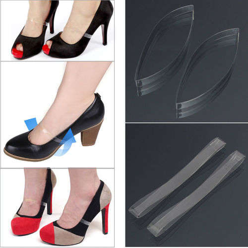 1 PAIR CLEAR SHOE STRAPS - PREVENTS SHOES SLIPPING OFF WHEN WALKING DANCING, ETC