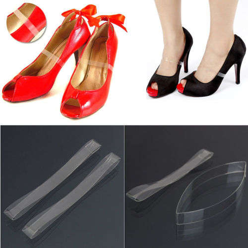 1 PAIR CLEAR SHOE STRAPS - PREVENTS SHOES SLIPPING OFF WHEN WALKING DANCING, ETC
