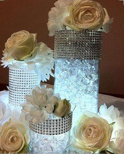 TRIMMABLE/BENDABLE RHINESTONE MESH WRAPS/RIBBON - WEDDING DECOR - OPEN TO SEE SUGGESTIONS AND PICS