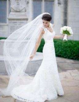 SOFT DREAMY  WHITE  BRIDAL VEIL WITH FINISHED  EDGE - SOFT TULLE - 3METRE - WITH COMB