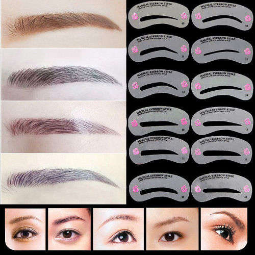NEW!!!   24 STYLE SET OF EYEBROW SHAPING STENCILS - GET THAT BEAUTY SALON LOOK AT HOME