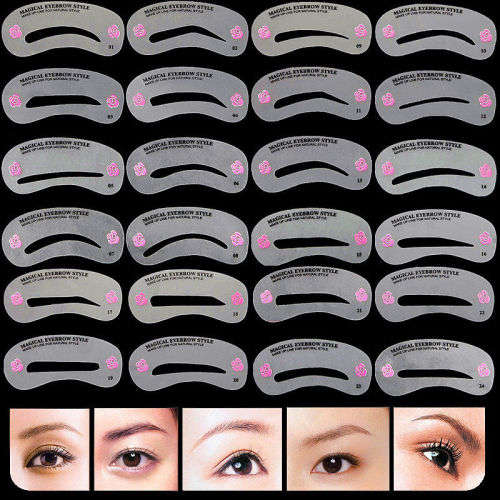 NEW!!!   24 STYLE SET OF EYEBROW SHAPING STENCILS - GET THAT BEAUTY SALON LOOK AT HOME