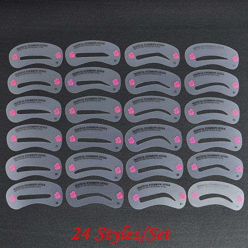 NEW!!!   24 STYLE SET OF EYEBROW SHAPING STENCILS - GET THAT BEAUTY SALON LOOK AT HOME