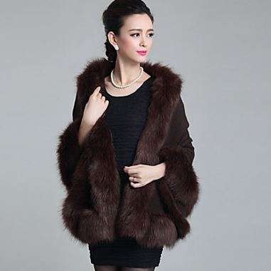 LUXURIOUS BRIDAL FAUX FUR SHOULDER SHAWL, WRAP, BOLERO  - CHOCOLATE BROWN