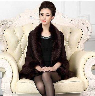 LUXURIOUS BRIDAL FAUX FUR SHOULDER SHAWL, WRAP, BOLERO  - CHOCOLATE BROWN