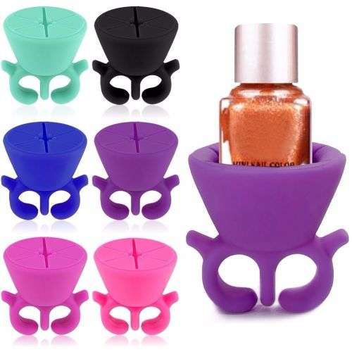 BLUE NAIL POLISH BOTTLE HOLDER - FITS ON YOUR FINGER TO PREVENT SPILLING AND SMUDGING