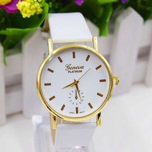 GENEVA PLATINUM COLLECTION CLASSIC AND ELEGANT  WHITE AND GOLD ANALOG QUARTZ WATCH