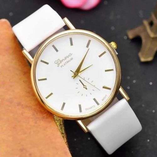 GENEVA PLATINUM COLLECTION CLASSIC AND ELEGANT  WHITE AND GOLD ANALOG QUARTZ WATCH