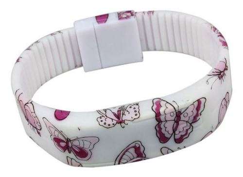 PERFECT ACCESSORY FOR SPORT AND LEISURE LED WHITE WATCH  WITH BEAUTIFUL BUTTERFLY DESIGN ON STRAP
