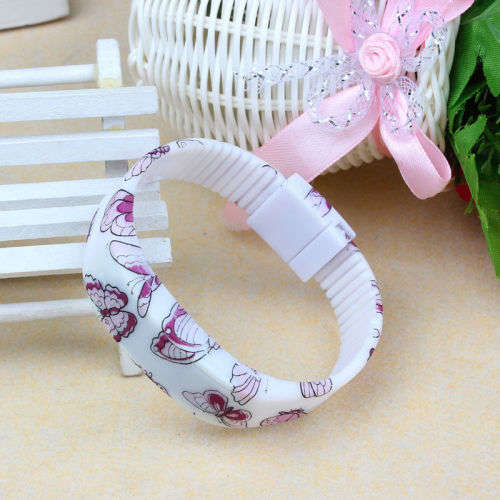 PERFECT ACCESSORY FOR SPORT AND LEISURE LED WHITE WATCH  WITH BEAUTIFUL BUTTERFLY DESIGN ON STRAP