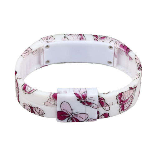 PERFECT ACCESSORY FOR SPORT AND LEISURE LED WHITE WATCH  WITH BEAUTIFUL BUTTERFLY DESIGN ON STRAP