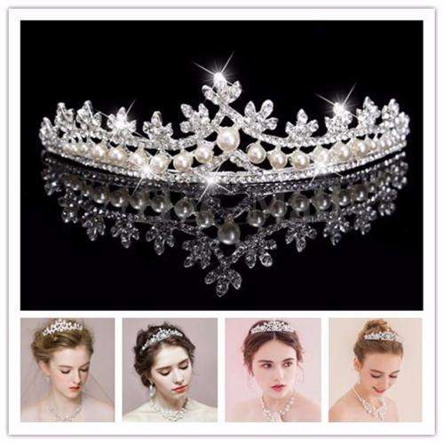 BRAND NEW STYLE!!   BRIDE'S TIARA FAUX PEARLS AND SPARKLING RHINESTONE TIARA - BRIDAL TIARA