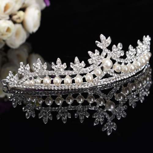 BRAND NEW STYLE!!   BRIDE'S TIARA FAUX PEARLS AND SPARKLING RHINESTONE TIARA - BRIDAL TIARA