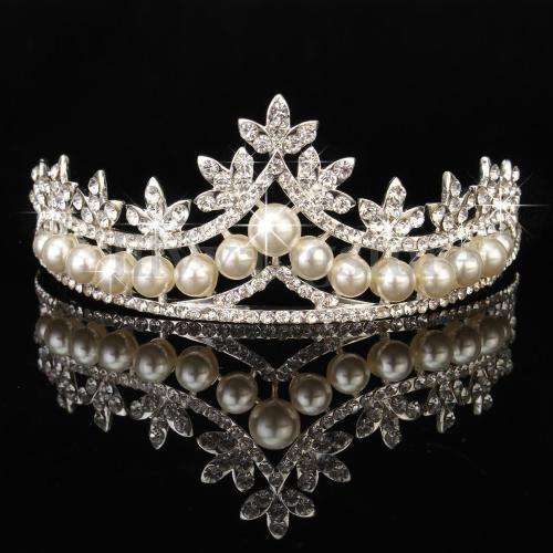 BRAND NEW STYLE!!   BRIDE'S TIARA FAUX PEARLS AND SPARKLING RHINESTONE TIARA - BRIDAL TIARA