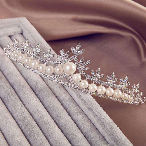 BRAND NEW STYLE!!   BRIDE'S TIARA FAUX PEARLS AND SPARKLING RHINESTONE TIARA - BRIDAL TIARA