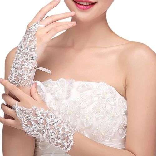 "ABSOLUTELY GORGEOUS" - SEQUINS AND RHINESTONE FINGERLESS LACE GLOVES P MANY OTHER STYLES IN STOCK
