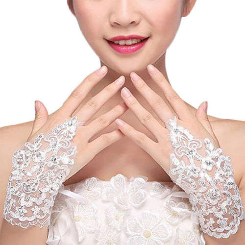 "ABSOLUTELY GORGEOUS" - SEQUINS AND RHINESTONE FINGERLESS LACE GLOVES P MANY OTHER STYLES IN STOCK