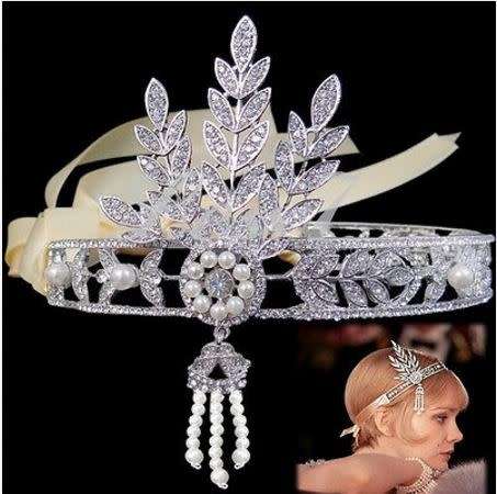 EXQUISITE BRIDE'S HAIR JEWELLERY TIARA - ROARING 1920'S VINTAGE STYLE GREAT GATSBY FLAPPER TIARA