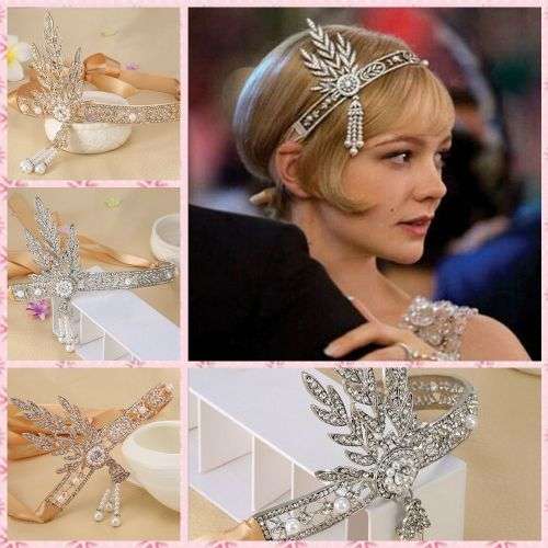 EXQUISITE BRIDE'S HAIR JEWELLERY TIARA - ROARING 1920'S VINTAGE STYLE GREAT GATSBY FLAPPER TIARA