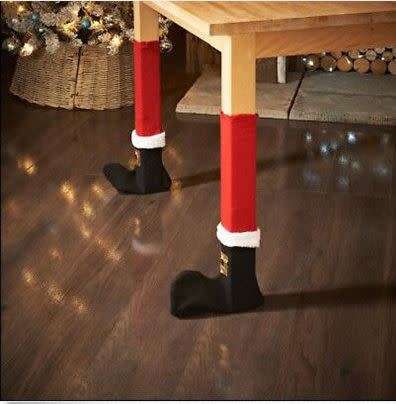 4 PCS  SANTA STOCKING BOOT TABLE /CHAIR LEG COVERS - UNIQUE  CHRISTMAS DECOR