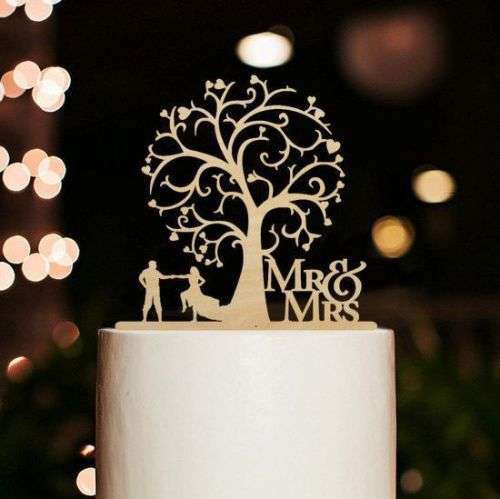 SALE BLANK MR & MRS WOODEN SILHOUETTE CAKE TOPPER - SUITABLE FOR WEDDING CAKE - SEE OUR LOVELY RANGE
