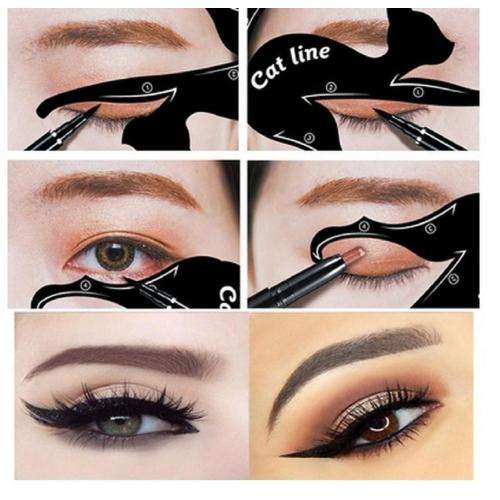 10 SHAPES MAKEUP CAT EYE EYELINER STENCILS - FOR A PROFESSIONAL FINISH