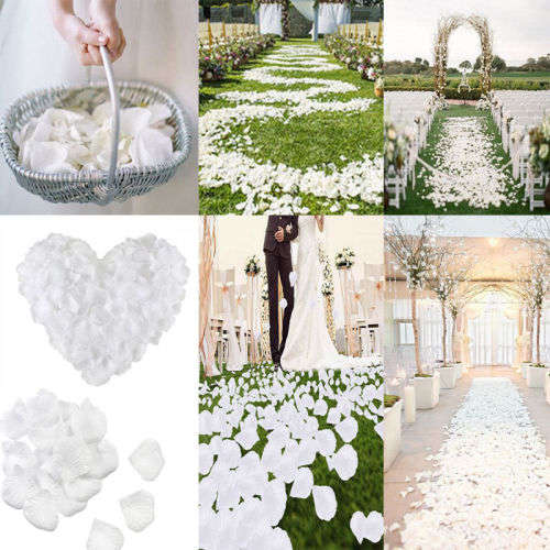 1000 WHITE SILK  ROSE PETALS - SEE BABY YELLOW PETALS FOR 2ND OPTION OF IVORY