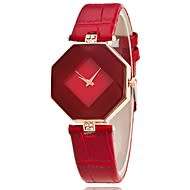 SALE! FABULOUS RED MULTI FACETED HEXAGONAL DIAL WATCH WITH DIAMANTE DETAILED RED FAUX  LEATHER STRAP
