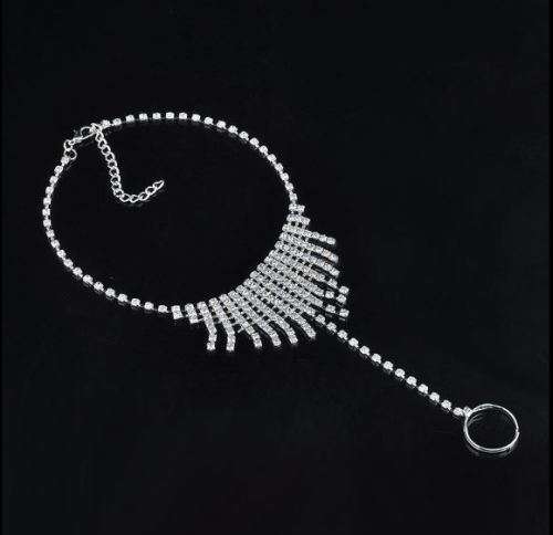 PERFECT FOR BEACH WEDDING - 1 PAIR RHINESTONE BAREFOOT SANDALS FOOT JEWELLERY