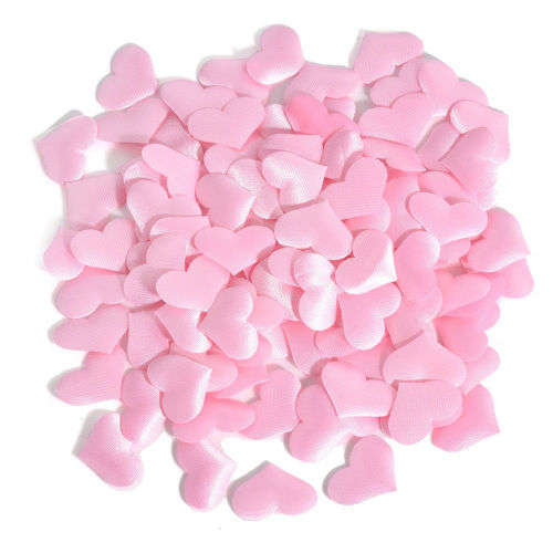 100 PURE PASTEL PINK PADDED MATERIAL HEARTS - USE FOR TABLE DECOR/ROMANTIC SETTING