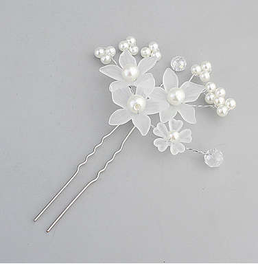 5PCS SET OF  BRIDAL HAIRPINS - HAIR ACCESSORY - STAR FLOWERS WITH FAUX PEARLS