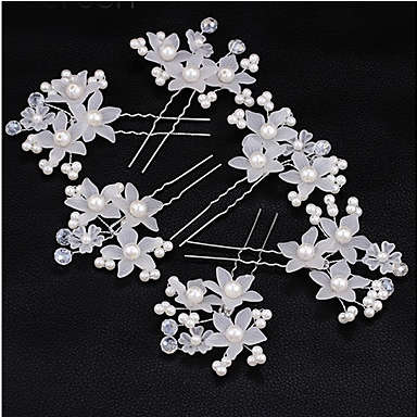 5PCS SET OF  BRIDAL HAIRPINS - HAIR ACCESSORY - STAR FLOWERS WITH FAUX PEARLS