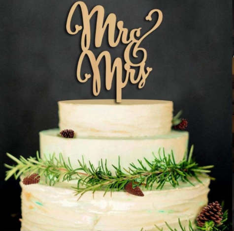 BLANK MR & MRS WOODEN SILHOUETTE CAKE TOPPER - SUITABLE FOR WEDDING CAKE - SEE OUR LOVELY RANGE