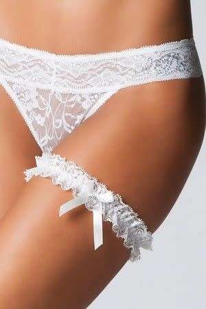 SALE!!     WEDDING BRIDE'S WHITE LACE AND WIDE SATIN RIBBON GARTER  WITH SATIN BOW AND ROSEBUD