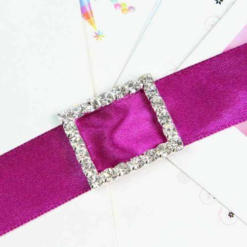50 X ACRYLIC SILVER RECTANGULAR BUCKLE RIBBON SLIDER WEDDING INVITATION EMBELLISHMENT